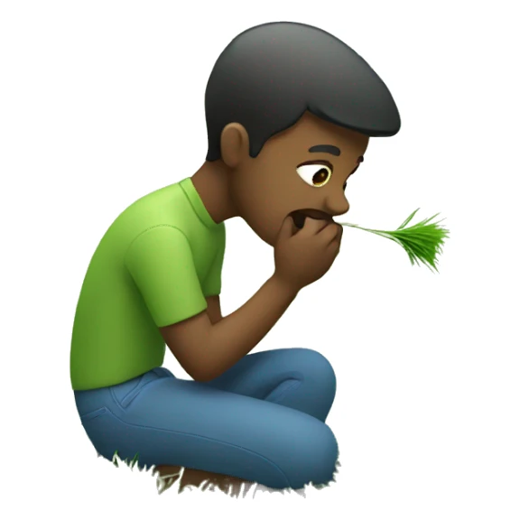 Person eating grass sticker