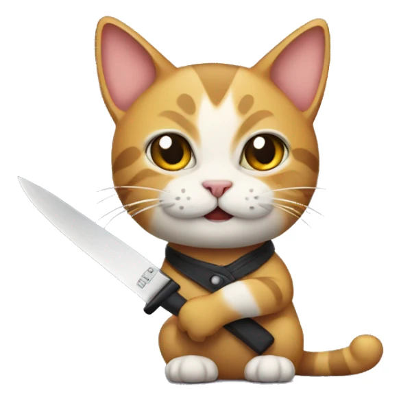 Cat holding a knife sticker