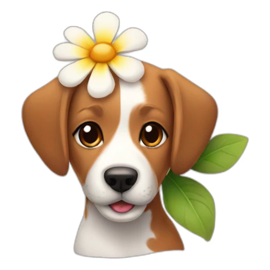 dog with flower sticker