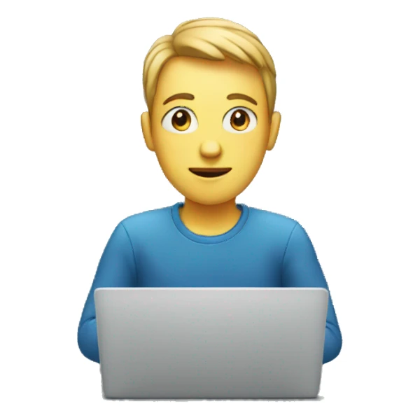 human on laptop sticker