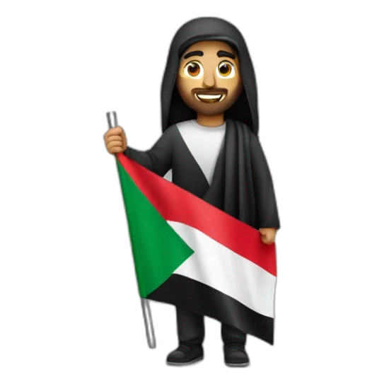 Arab Men holding Palestinian flag sticker