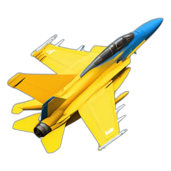 F-18 fighter jet blue and yellow sticker