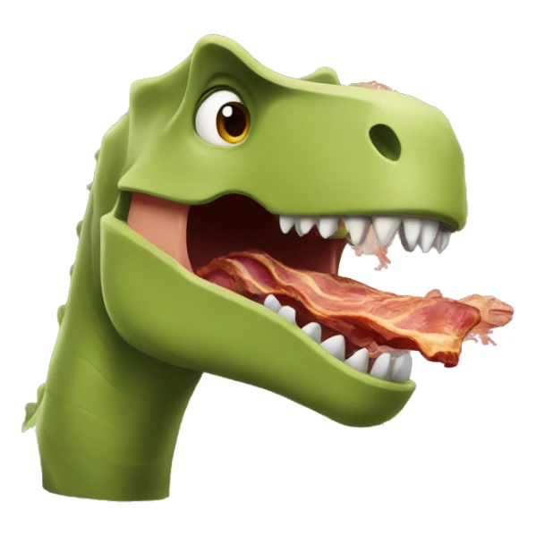 A dinosaur eating bacon sticker