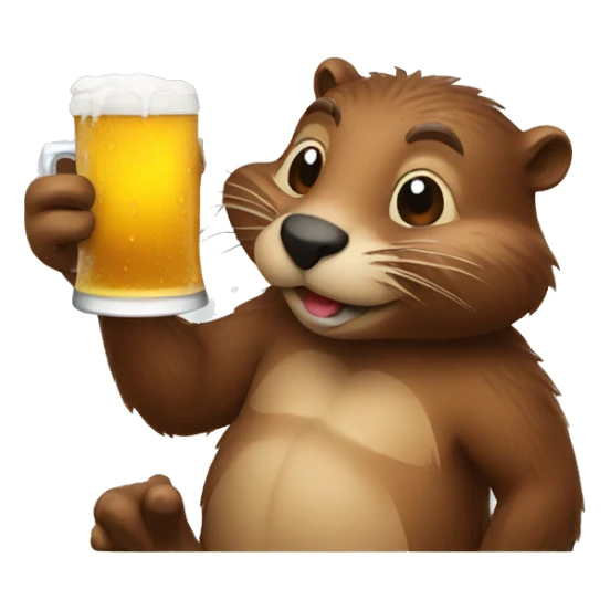 beaver drinking a cold beer sticker