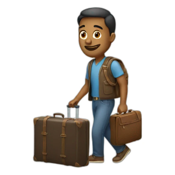 man with suitcase sticker