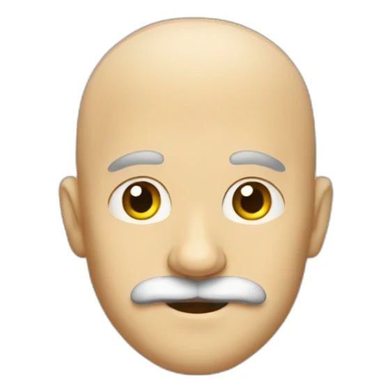 bald person with a mustache sticker