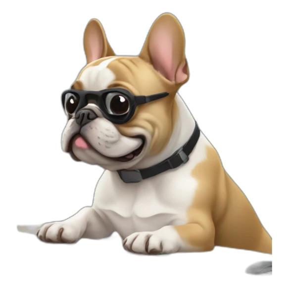 french bulldog working at the computer sticker