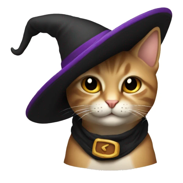 Gato con sombrero de bruja solo cara sticker