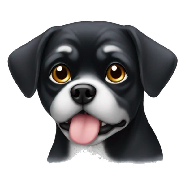 old black puggle with white hair sticker