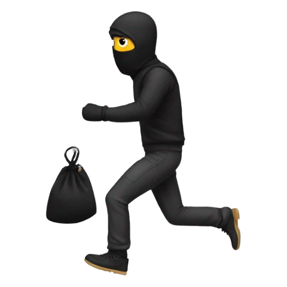 robber running to the left with a black bag sticker