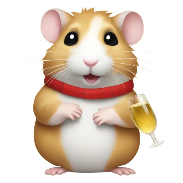 hamster christmas with champagne sticker
