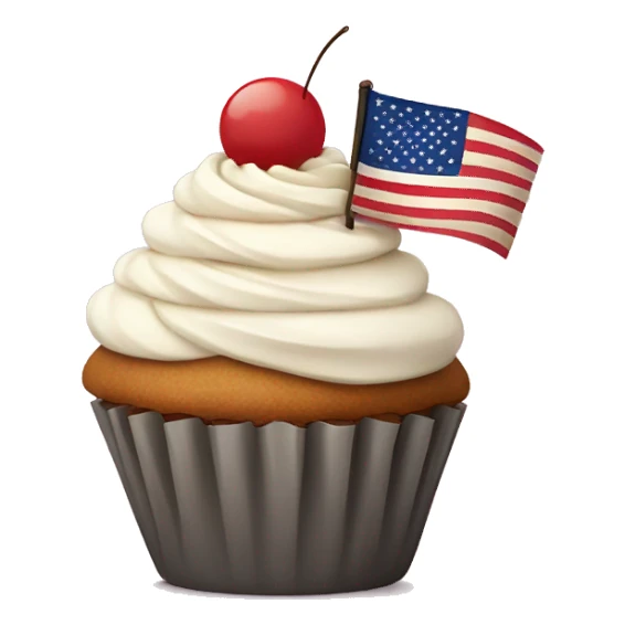 Happy cupcake with an American flag sticker