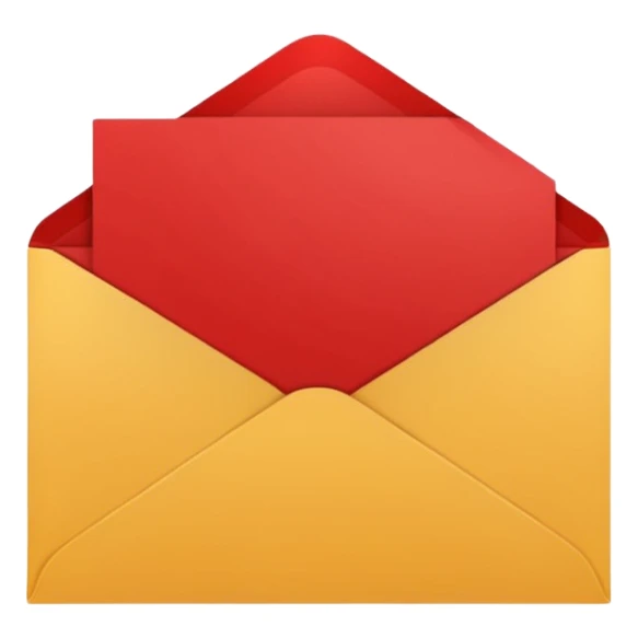 red greeting card with envelope sticker