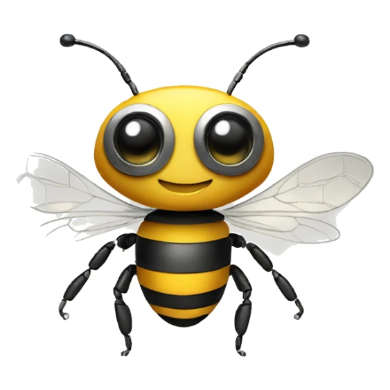 cute robot bee with big smile sticker