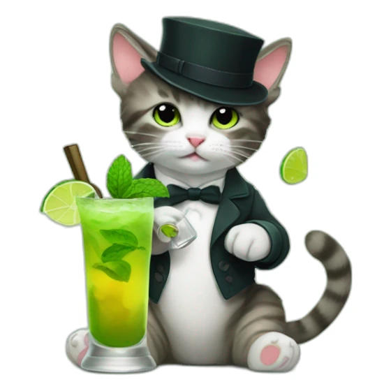 baby sherlock holmes cat drinking mojito sticker