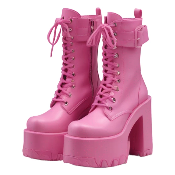 Platform UNIF boots pink sticker