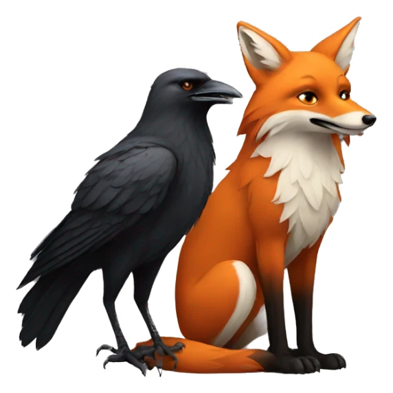 fox and crow sticker