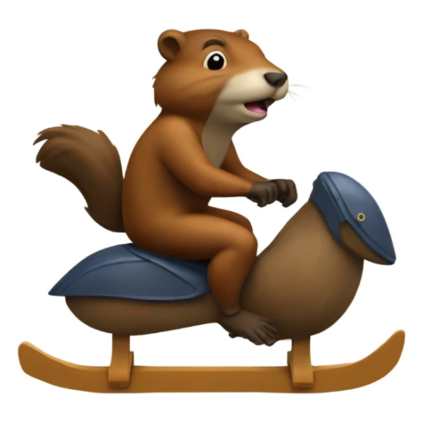 Beaver riding a roster sticker