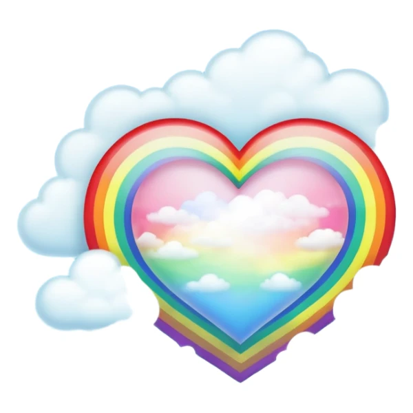 heart glow in the dark rainbow with clouds sticker