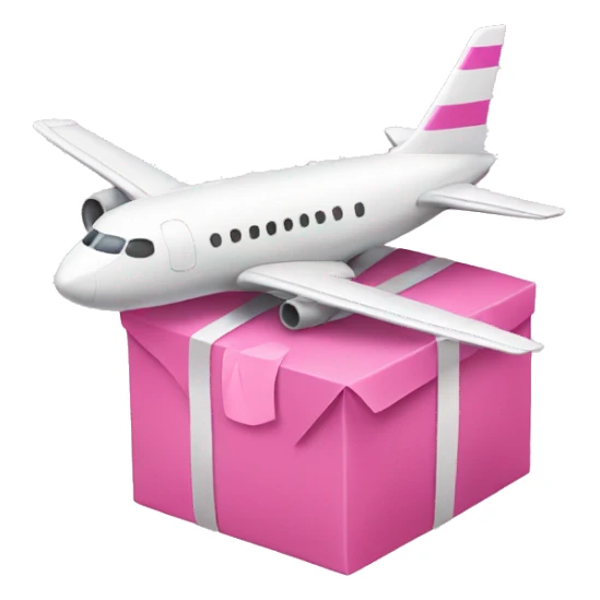 airplane with a pink parcel   sticker