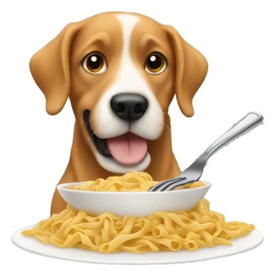 dog eating pasta sticker