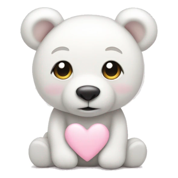 White teddy bear with light pink heart sticker