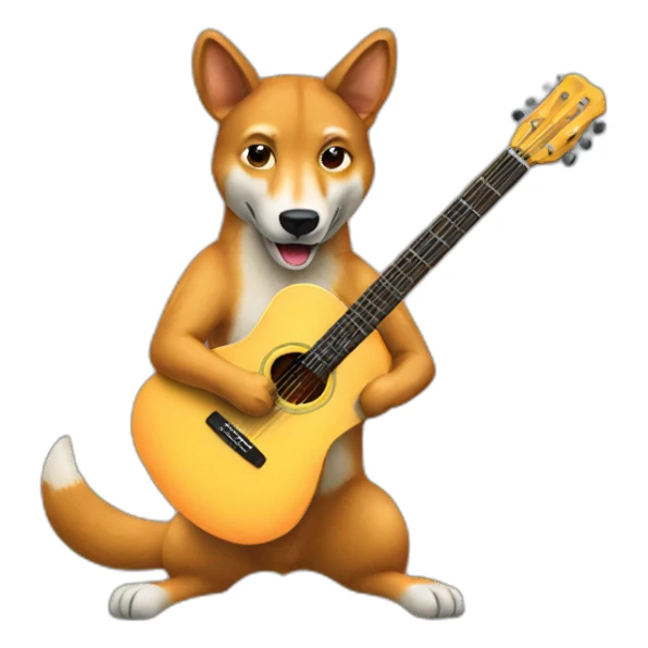 A dingo playing a guitar sticker