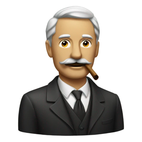 man with mustache and a cigar sticker
