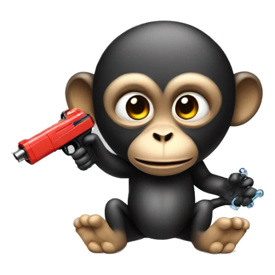 Monkey with a black squirt gun sticker