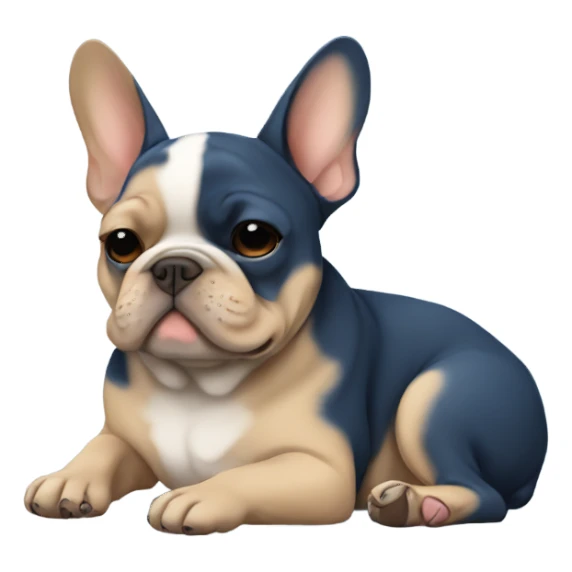 dark blue and tan french bulldog sleeping  sticker