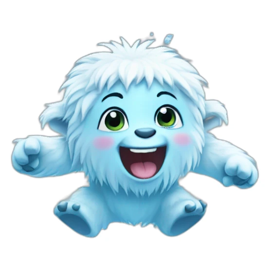 Cute baby yeti jump ice cube sticker