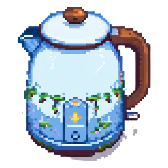 electric kettle, pixel art style sticker