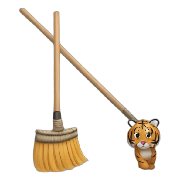 A tiger with a broom sticker