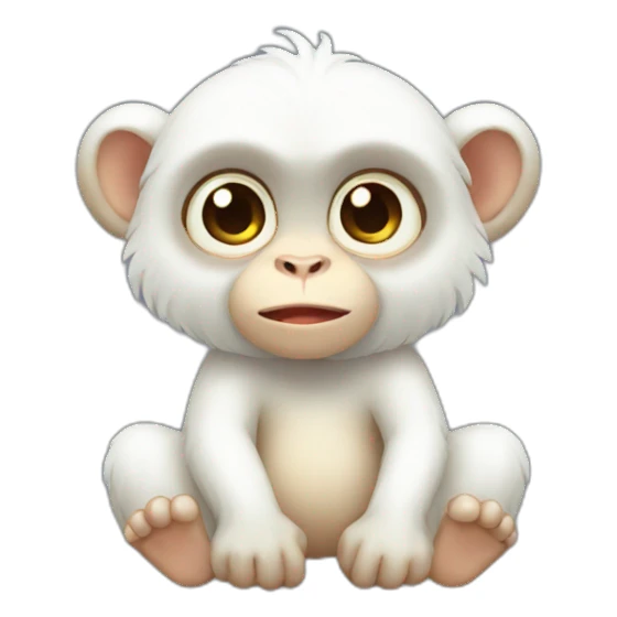 white monkey kawaii sticker