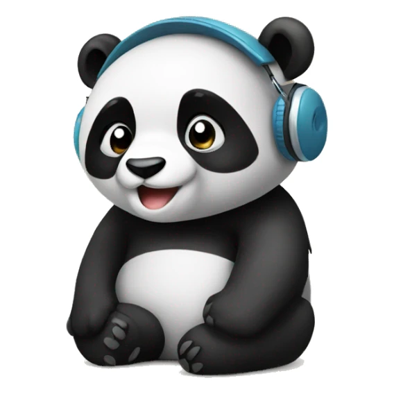 panda with headphone sticker