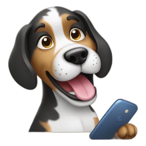 Dog calling on phone sticker