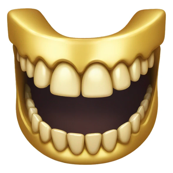 Gold dentures with a tongue  sticker