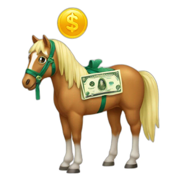 horse with dollar sticker