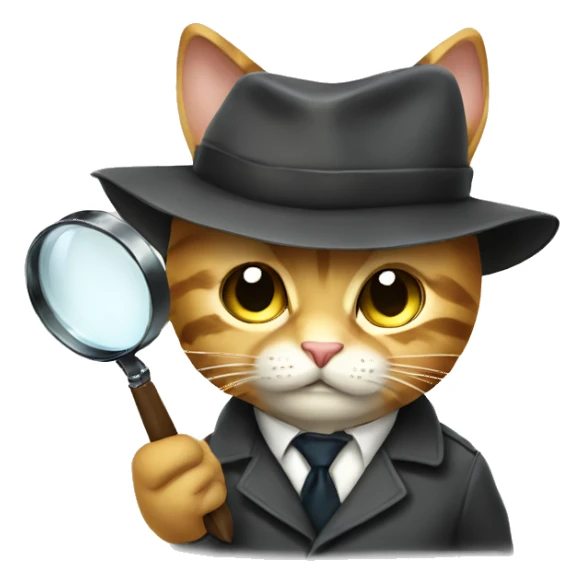 A detective cat with a magnifying glass sticker