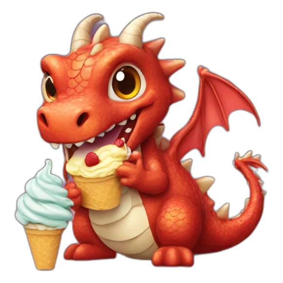 dragon eating icecream sticker