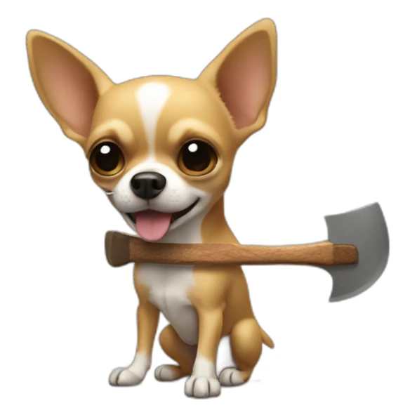 chihuahua hanging an axe sticker
