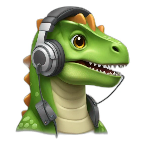 techsupport dinosaur in headphones sticker