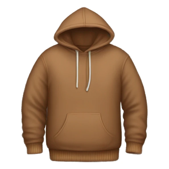Cozy brown hoodie with a text “sweater weather” sticker