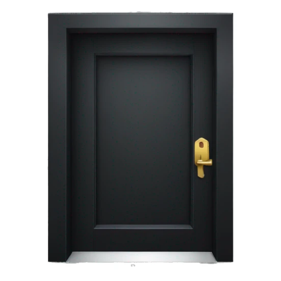 black door ajar with a key sticker