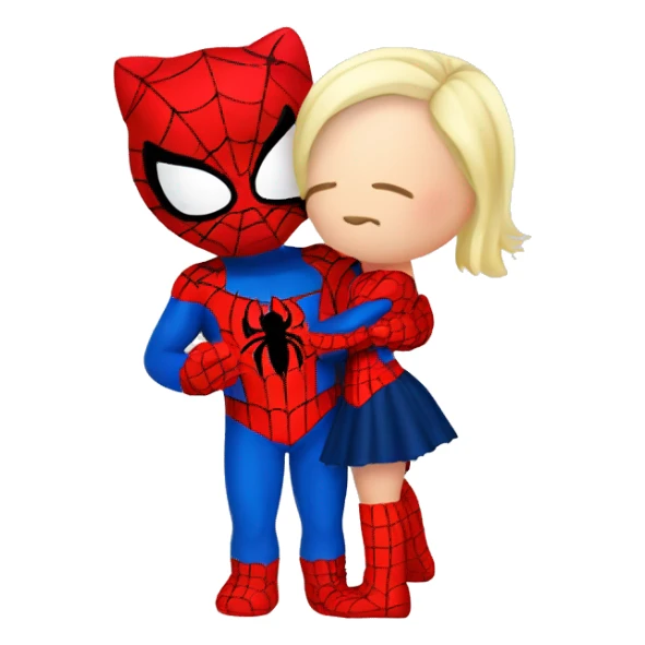 Hello kitty kissing Spider-Man  sticker