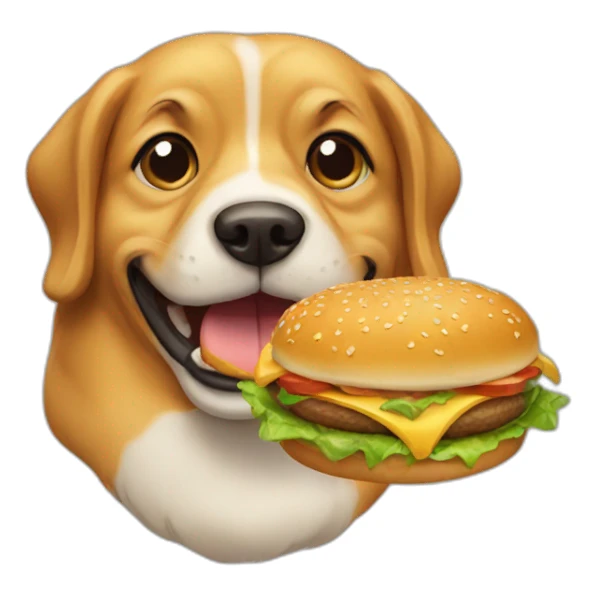 dog eating hamburger sticker