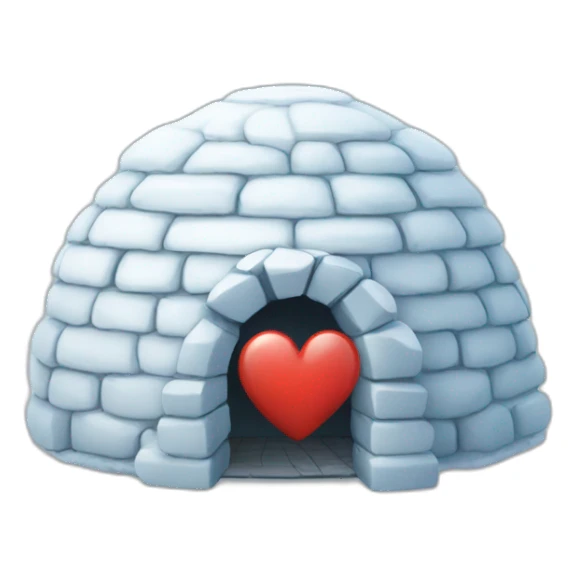 igloo with heart symbol on top of it sticker