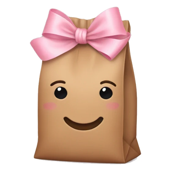 Brown bag with pastel pink bow sticker