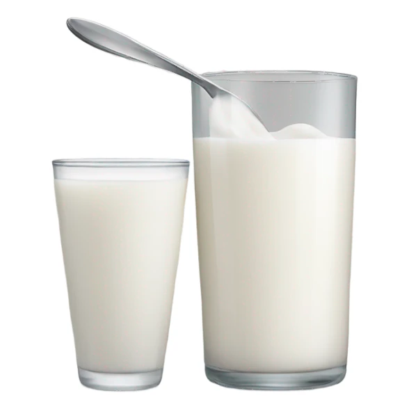 Milk at glass and spoon sticker