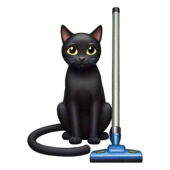 Black cat with vacuum  sticker